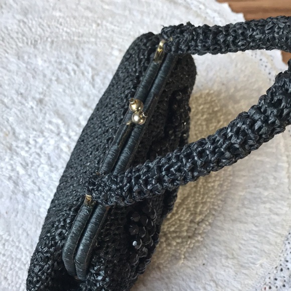 VINTAGE 1940s raffia handbag - Picture 3 of 5